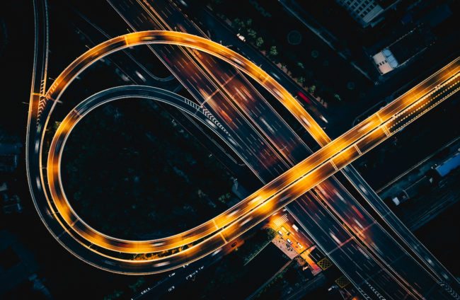 Bridge traffic at night