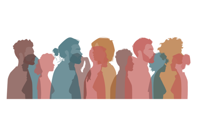 diverse people8 silhouettes Image montrant une diversité de portraits de femmes et d'hommes