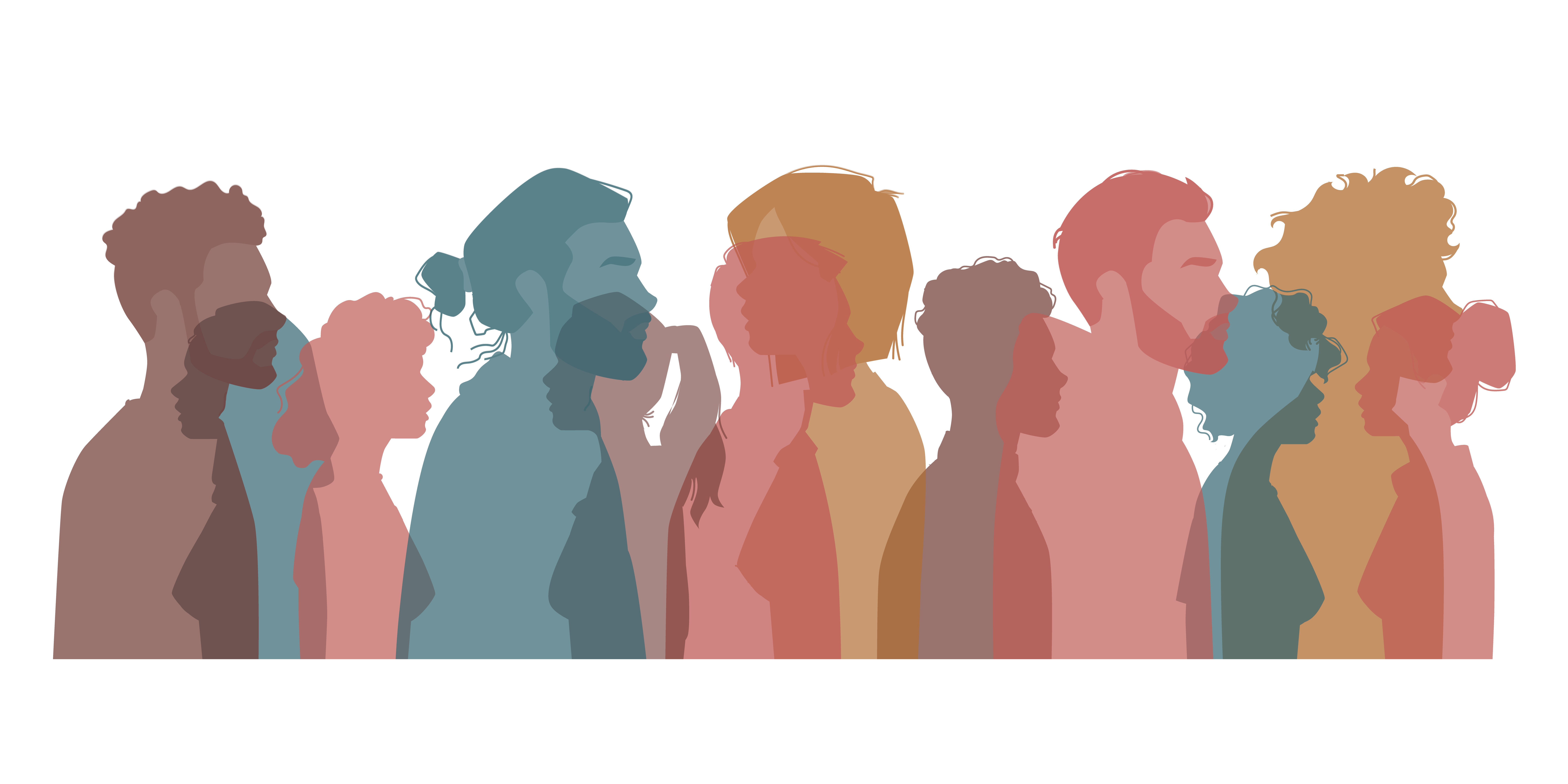 diverse people8 silhouettes Image montrant une diversité de portraits de femmes et d'hommes